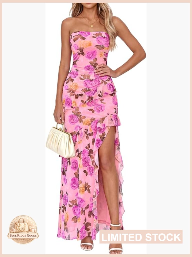Off The Shoulder Maxi Dress Ruffle Slit Formal Wedding Guest Cocktail Bodycon